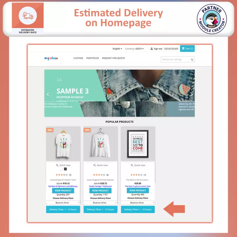 Fecha de Entrega Estimada Gratis PrestaShop