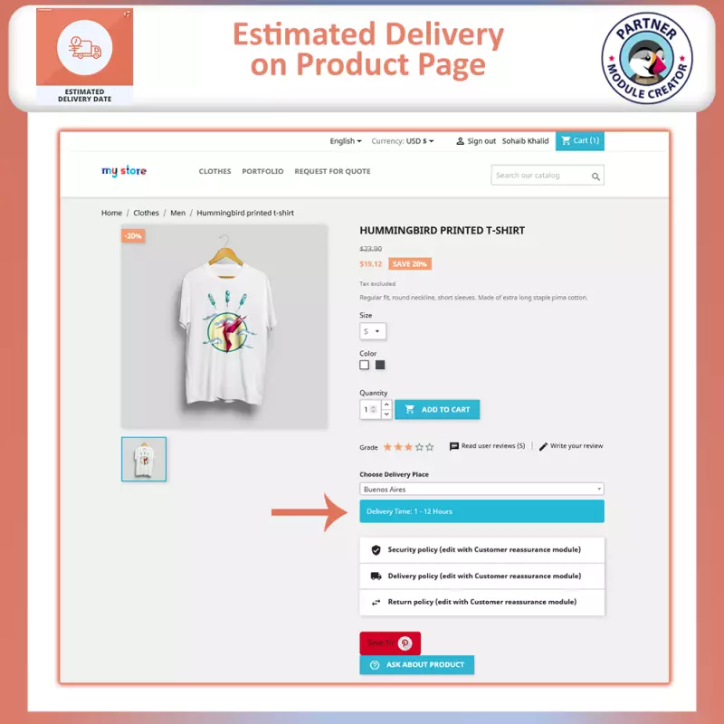 Fecha de Entrega Estimada Gratis PrestaShop
