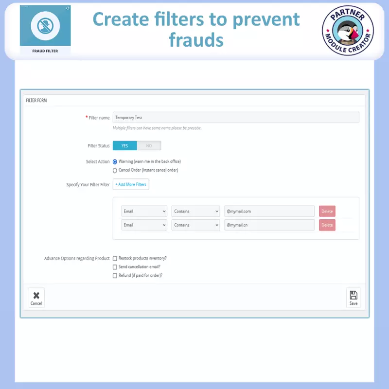 Módulo Gratuito de Alerta e Filtro de Fraudes PrestaShop