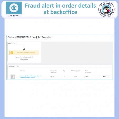 fraud and alert prestashop