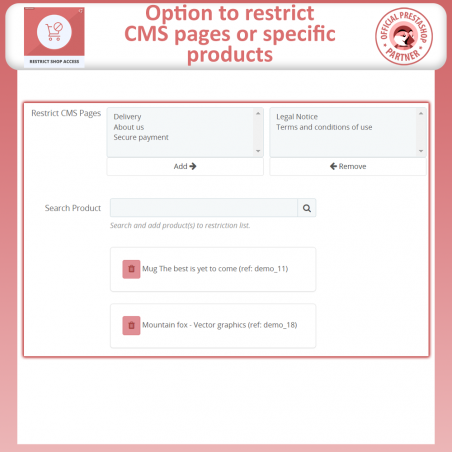 Prestashop restrict shop access