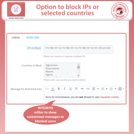 Prestashop restrict shop access
