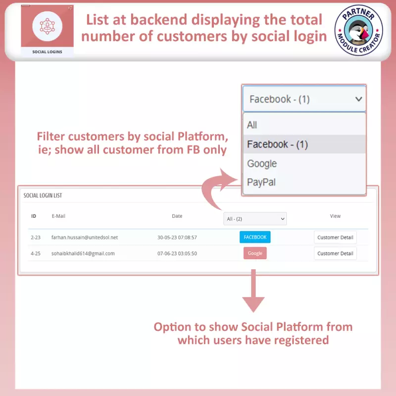 prestashop social login - Number of customers gained from social login