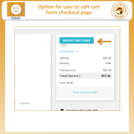 Update cart at checkout Prestashop