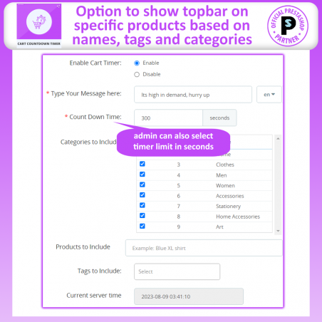 PrestaShop Cart Countdown Timer