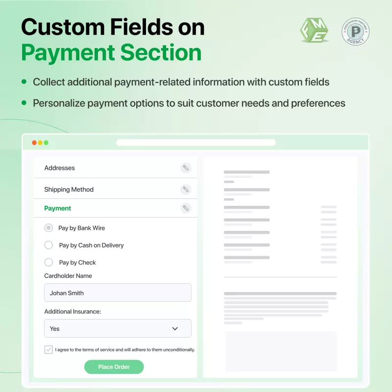 Benutzerdefinierte PrestaShop-Checkout-Felder für Details