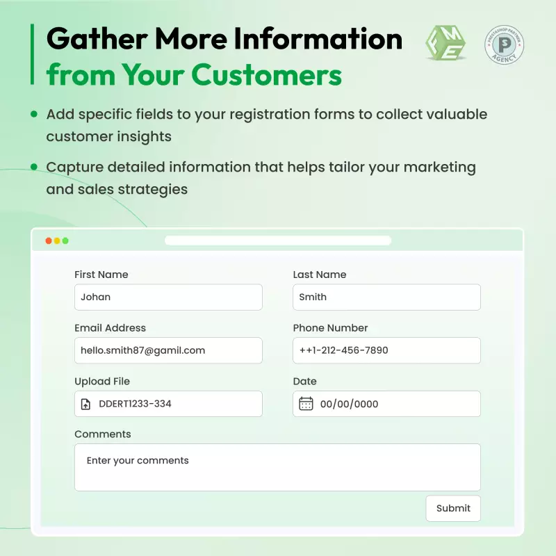 Benutzerdefinierte PrestaShop-Registrierungsfelder: Kundenregistrierungsformular