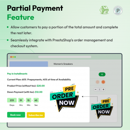 Partial Payment Option by Preorder Module