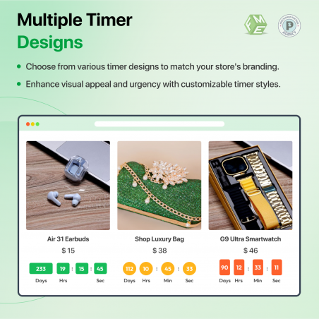 Multiple Timer Designs by Flash Sale Module