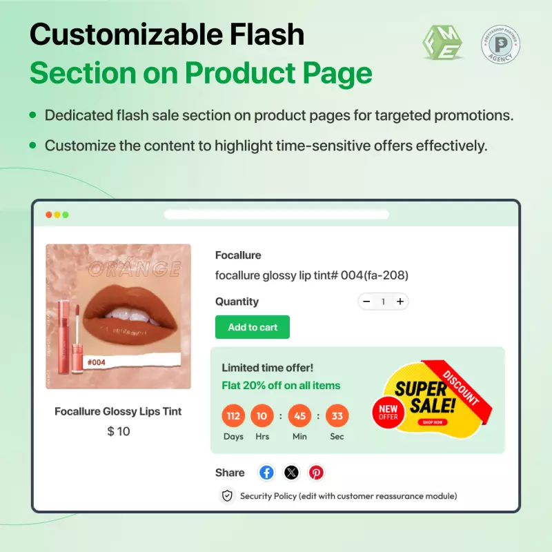 Modulo vendite flash Prestashop