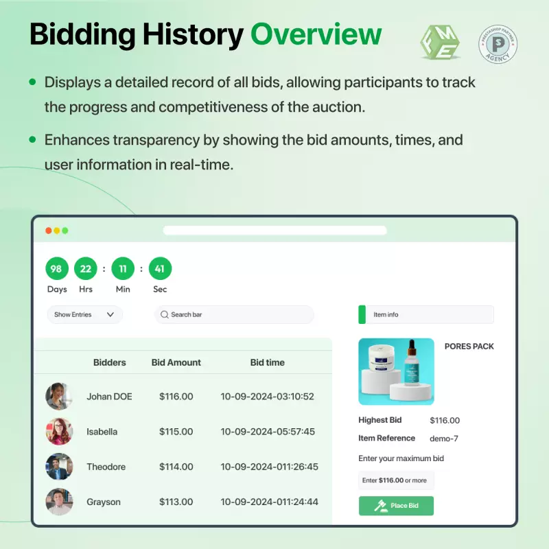 Módulo de subasta de Prestashop