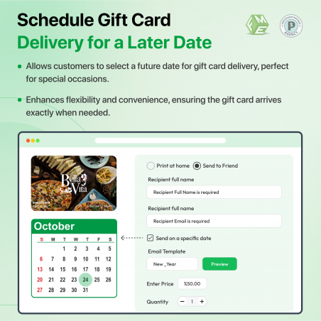 Prestashop Gift Card - Later Delivery Date