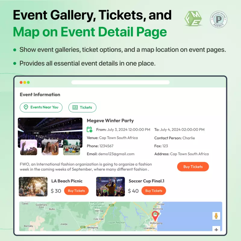 Modulo Eventi PrestaShop: Vendi biglietti e posti