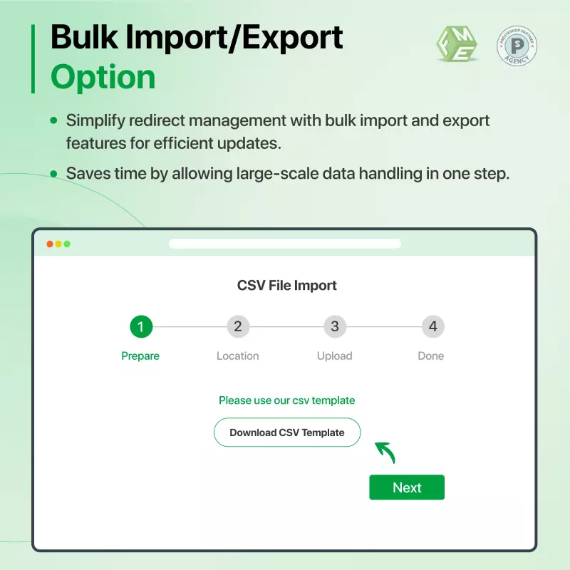 PrestaShop URL Redirect Module Bulk Import Export