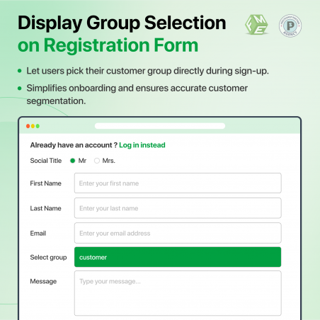 Prestashop Choose Customer Group at Registration Module