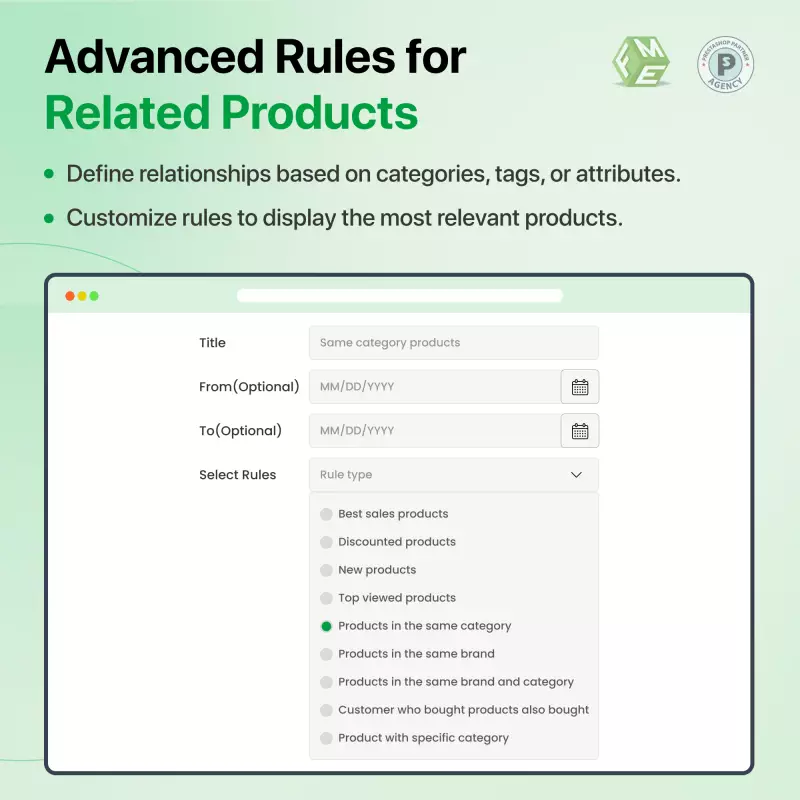 Prestashop Related Products Module Rules