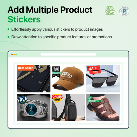 Multiple Stickers Supported Product stickers module