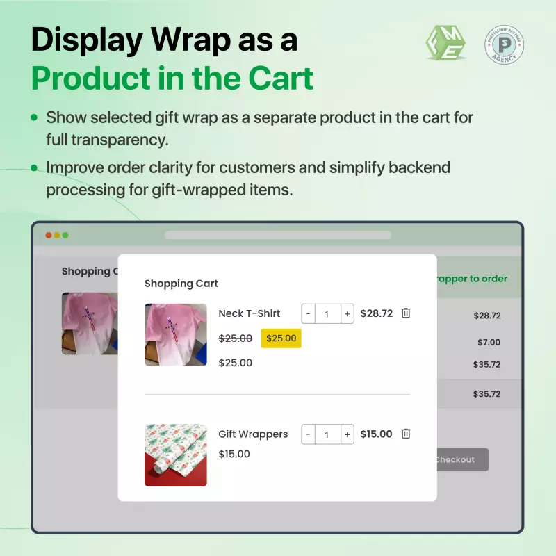 Wraps are shown at Cart Page