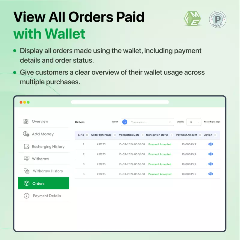 Order Details in My account section