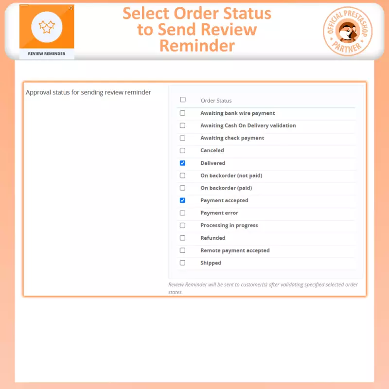 Prestashop gratuito Modulo Promemoria Recensioni