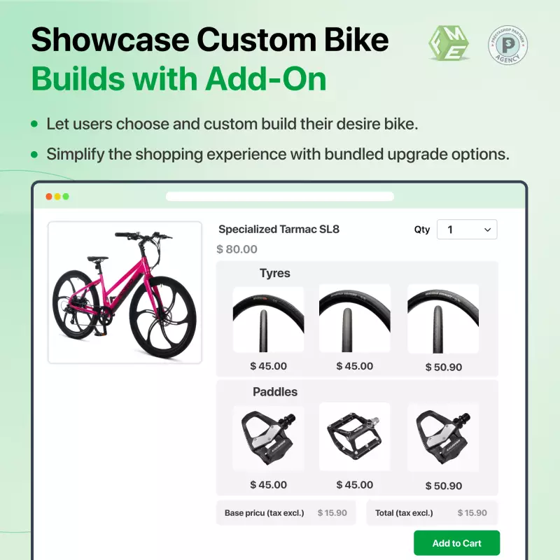 Crea biciclette personalizzate con componenti aggiuntivi
