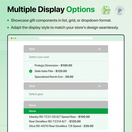 Multiple Display Options for Prestashop Bike Builder