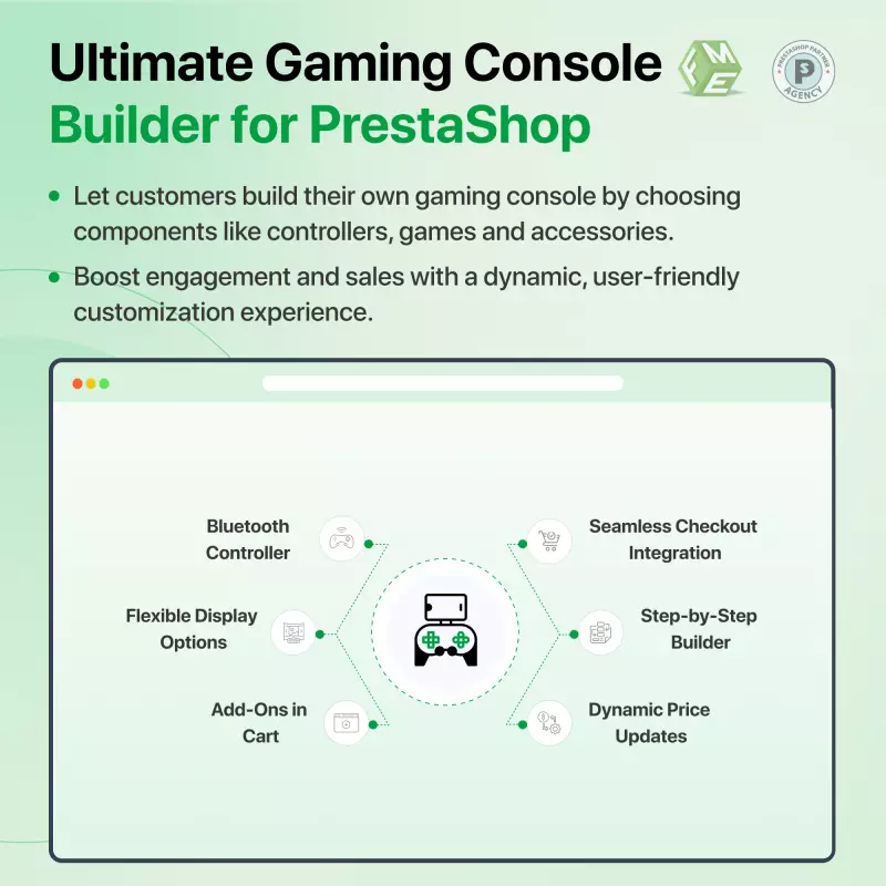 Fonctionnalités de la création de consoles de jeu personnalisées PrestaShop