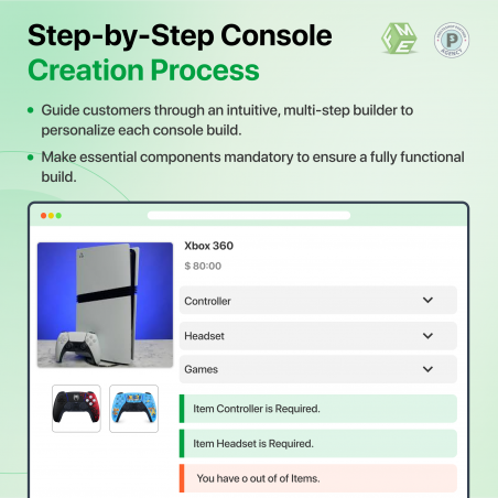 PrestaShop Custom Gaming Console Builder Step by Step Builder
