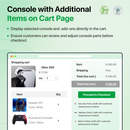 Additional Items on Cart Page