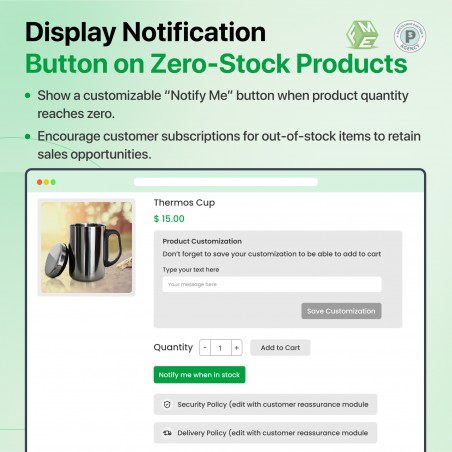 Prestashop Back in Stock Subscription on Zero Stock Module