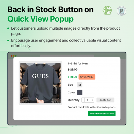 Prestashop Back in Stock Subscription on Quick View