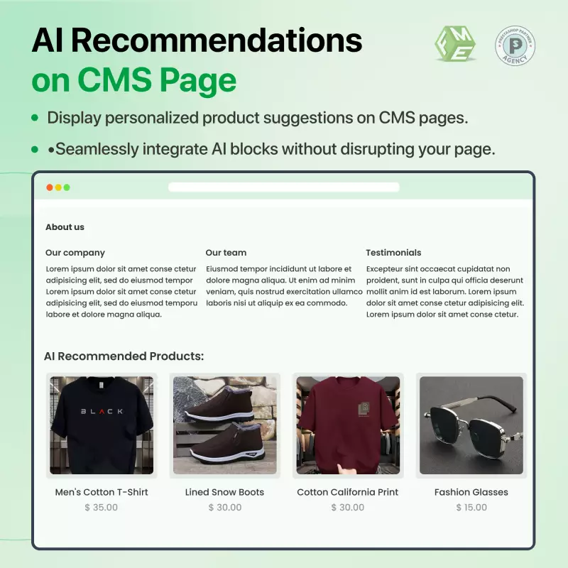 PrestaShop AI-Powered Product Suggestions in CMS pages