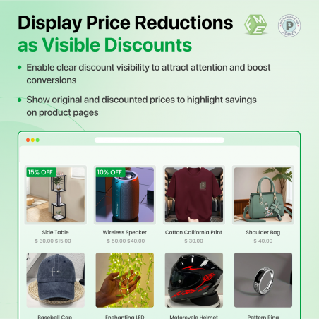 PrestaShop Advance Pricing Module - Show Reduction as Discount