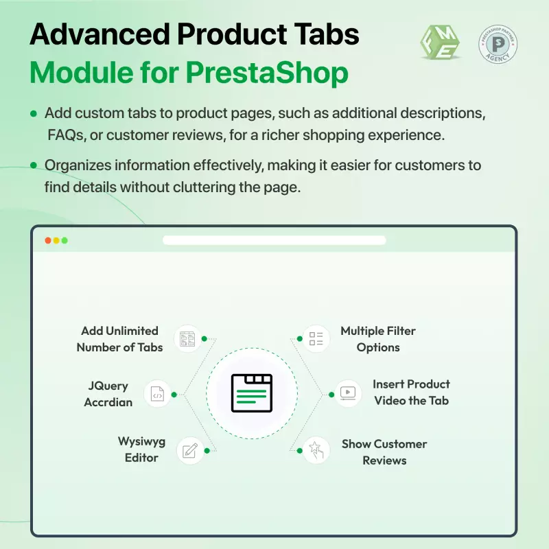 Tabs & Personalisierungspaket – Produkt-Tabs + individueller Produktdesigner