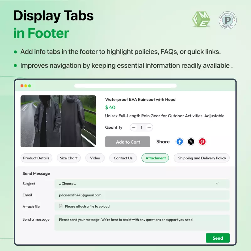 Tabs & Personalisierungspaket – Produkt-Tabs + individueller Produktdesigner