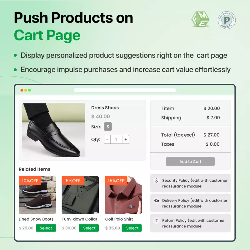 Promotions montée de gamme PrestaShop dans le panier