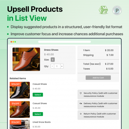 Rules for PrestaShop Upsell Products | Push on Cart