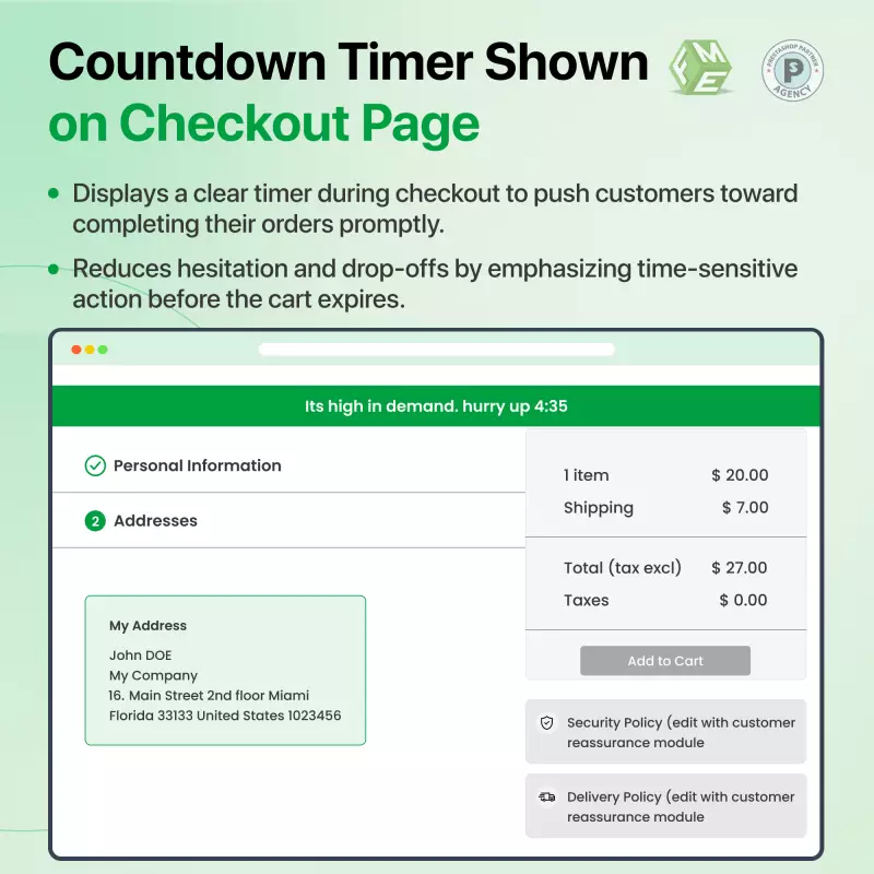Módulo de Cuenta Regresiva en el Carrito PrestaShop