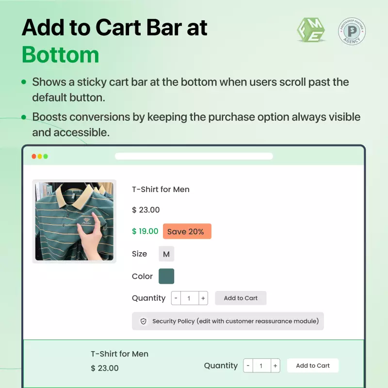 Barre Ajouter au panier Prestashop