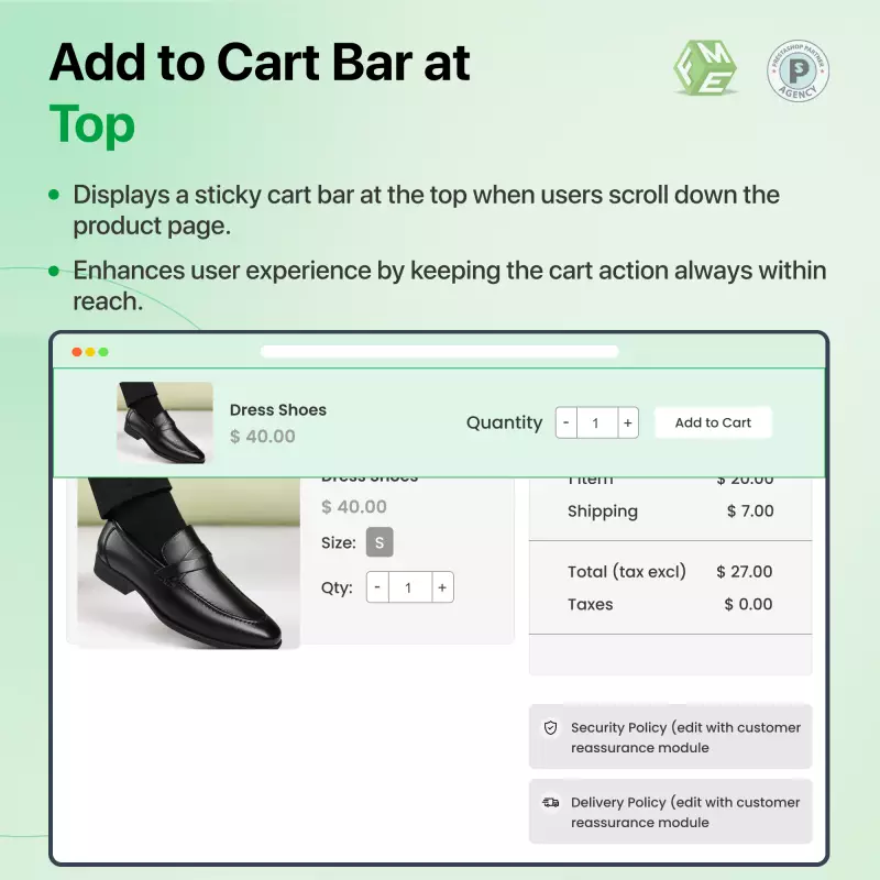 Barre Ajouter au panier Prestashop