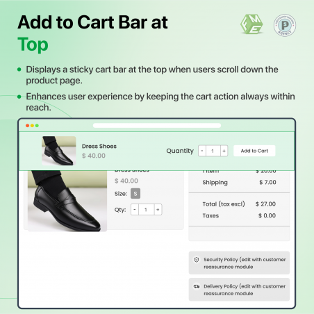 Prestashop Add to Cart Bar on Top