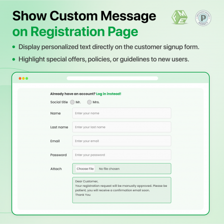Custom Message on Registration Page