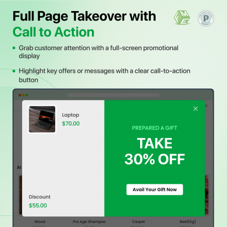 Fullpage takeover popup