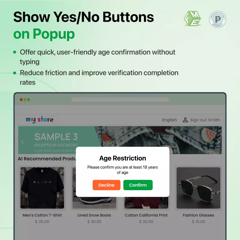 Leeftijdsverificatie - Prestashop Addons