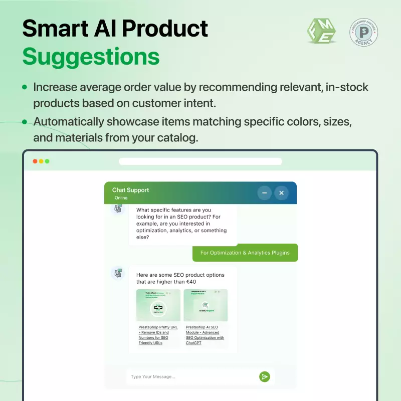 PrestaShop-KI-Chatbot-Modul | smart suggestions