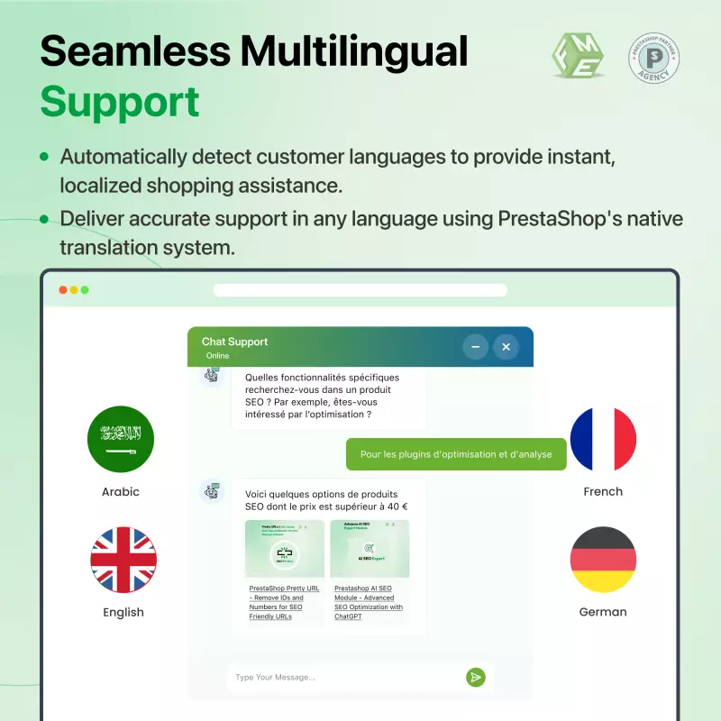 Prestashop Advance AI Chatbot Module  Multi Lingula Support