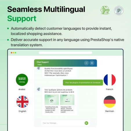 Prestashop Advance AI Chatbot Module  Multi Lingula Support