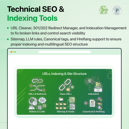Prestashop ai seo audit module - indexing tools