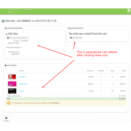 Prestashop Abandoned Cart