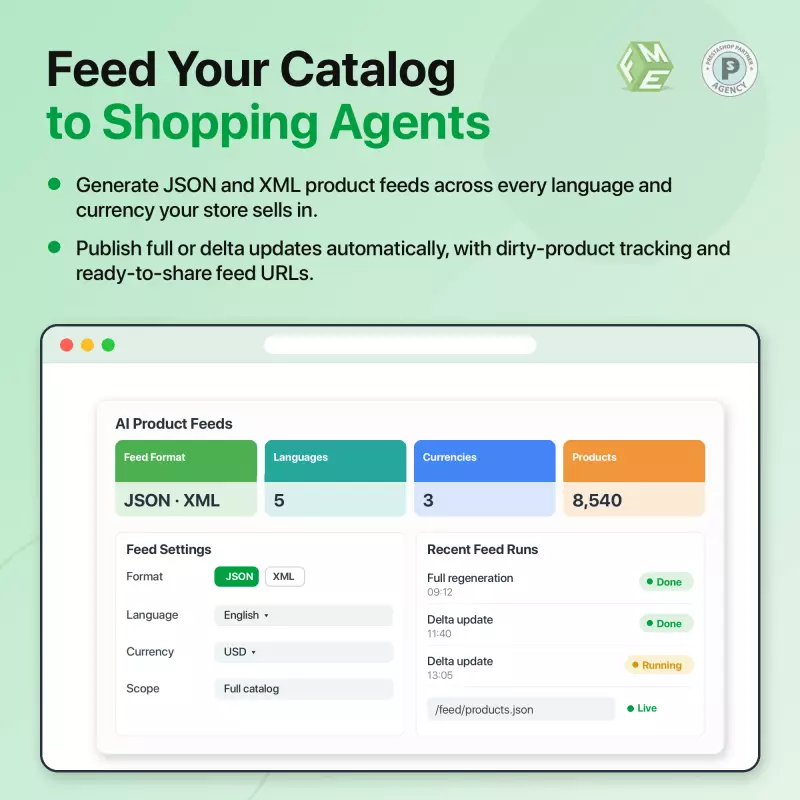 PrestaShop AI Readiness: Modulo per il Commercio Agentico | Feed IA, ACP e UCP